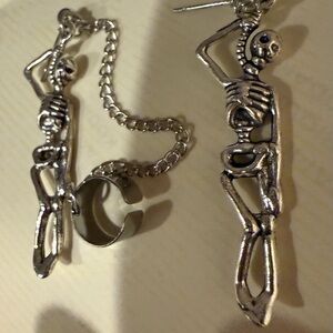 Silver Skeleton Dangle Earrings